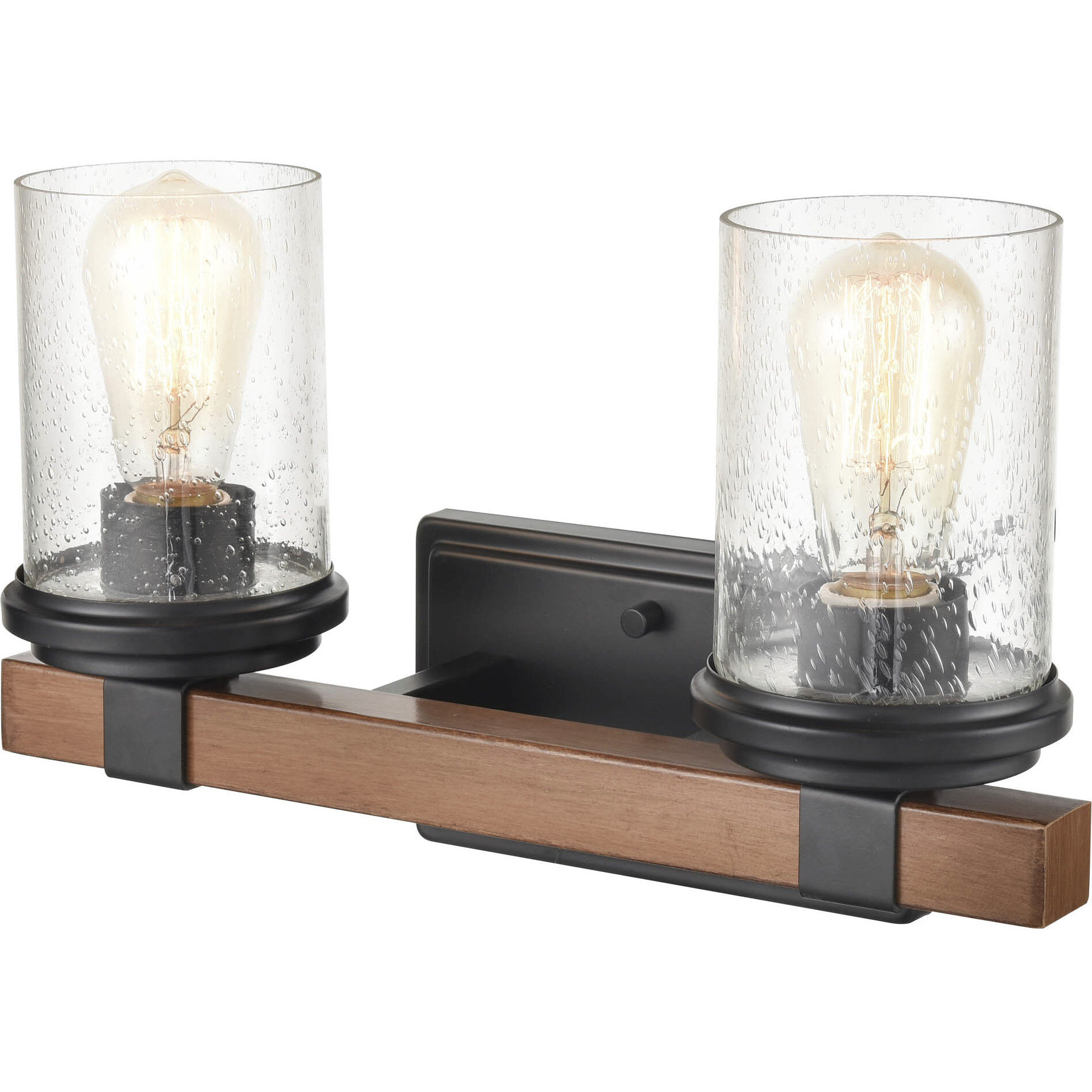 Taos 2 Light 15 inch Matte Black/Wood Grain Bathroom Vanity Light Wall Light